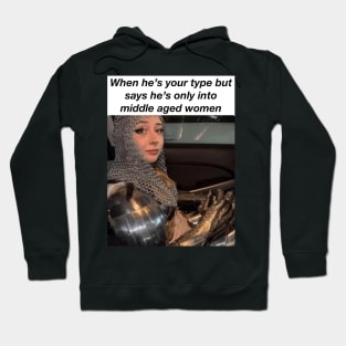 Middle-Aged Woman in Medieval Armor – Funny Dating Meme Hoodie